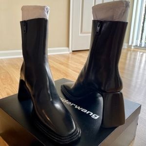 Alexander Wang -  Black - Booker 85 Leather Ankle Boots, Size 40.  *** NEW***